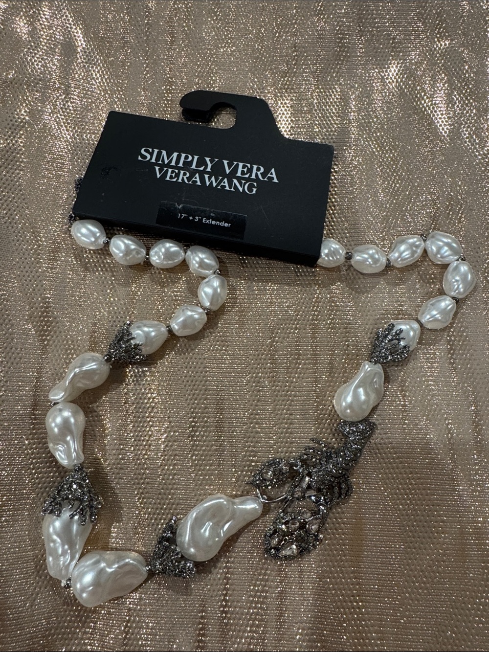 Simply Vera Vera Wang Irregular White Faux-Pearl Necklace with Silver Accents